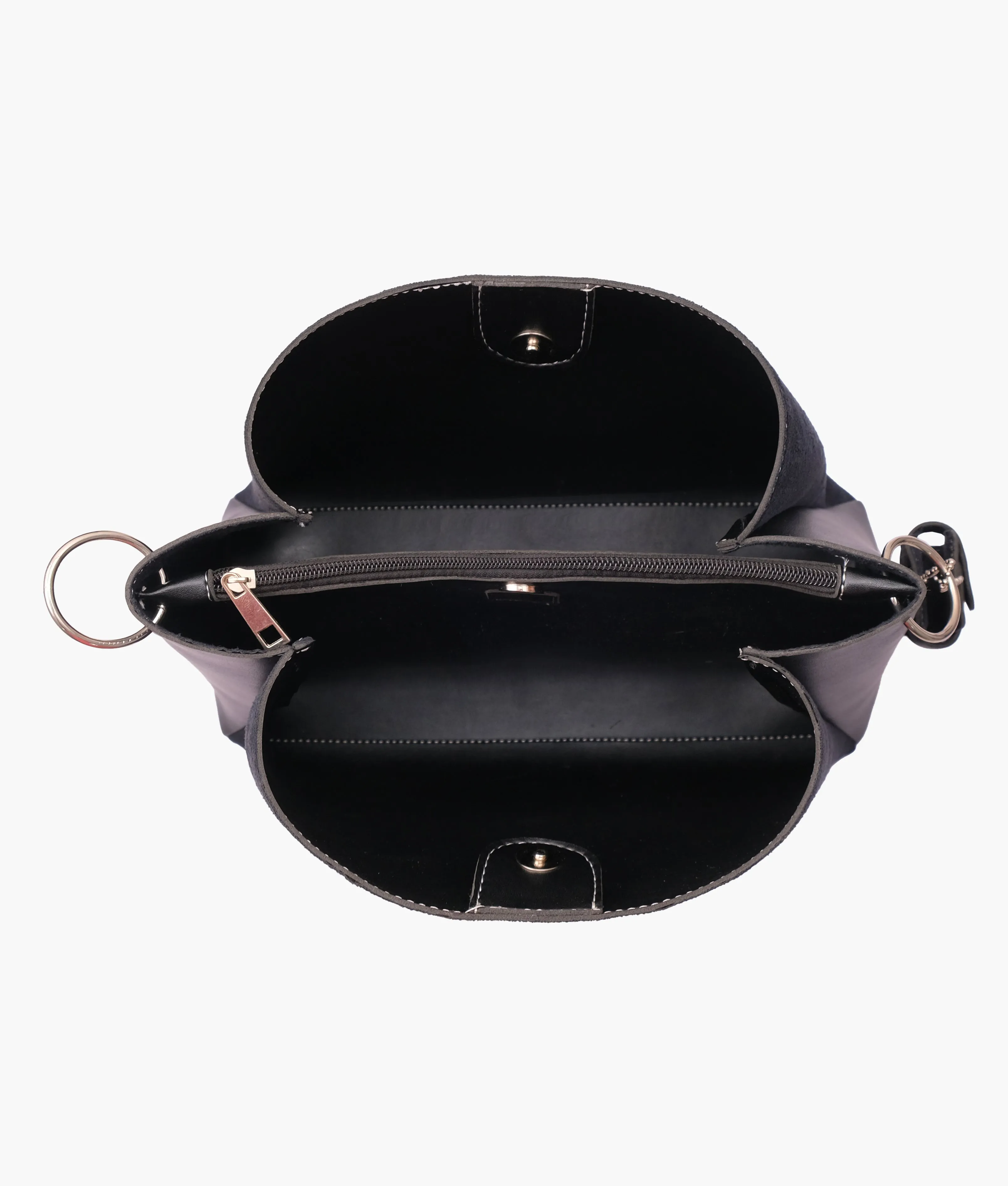 RoveBags Black Suede Handbag With Braided Handle