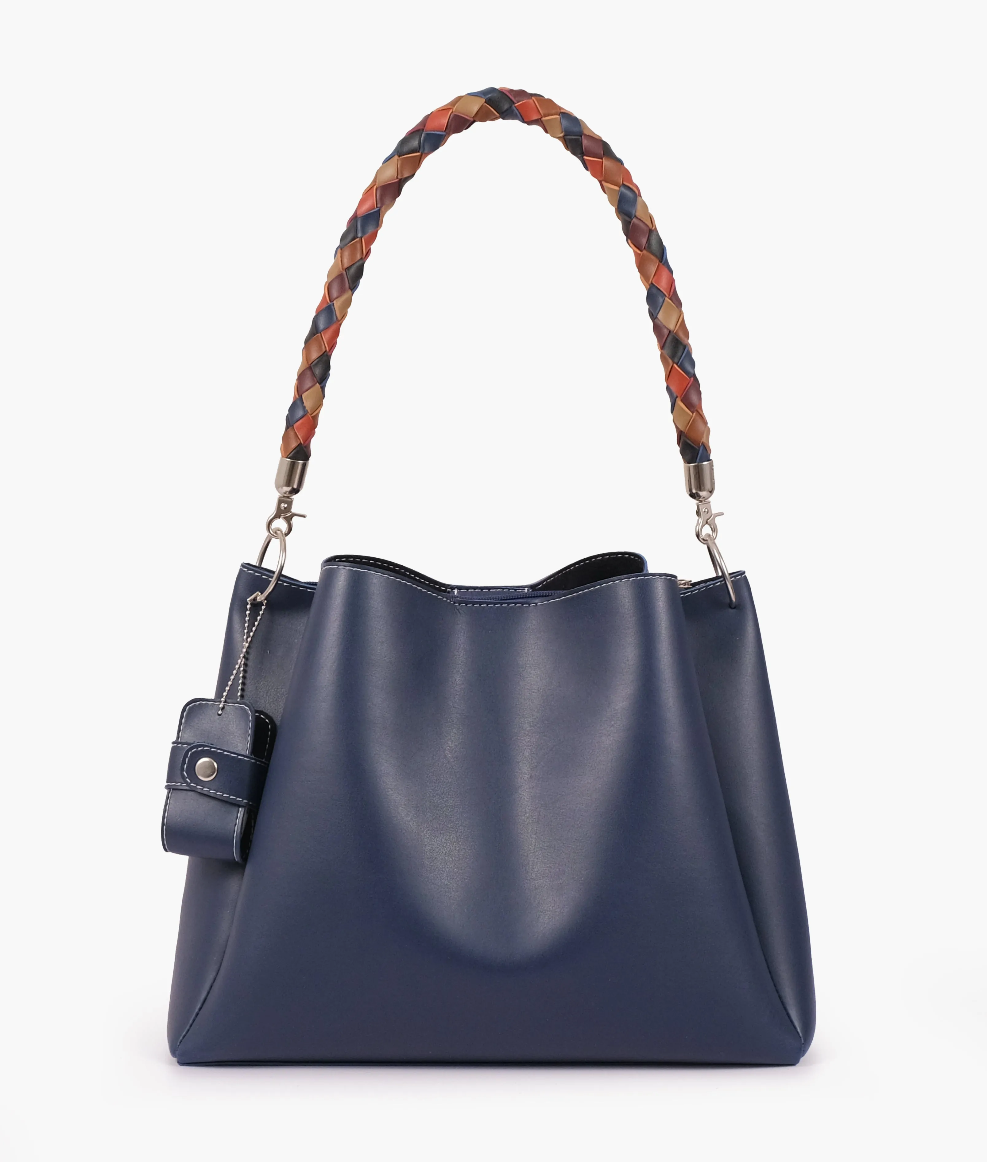 RoveBags Black Suede Handbag With Braided Handle