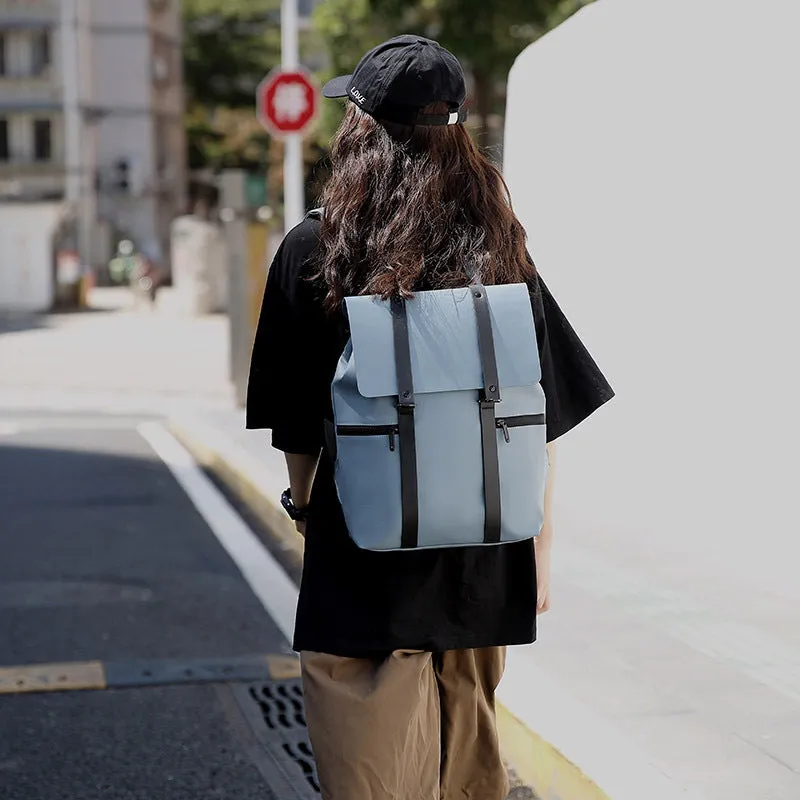Simple Solid Color Backpack Sen Casual Functional Student Backpack