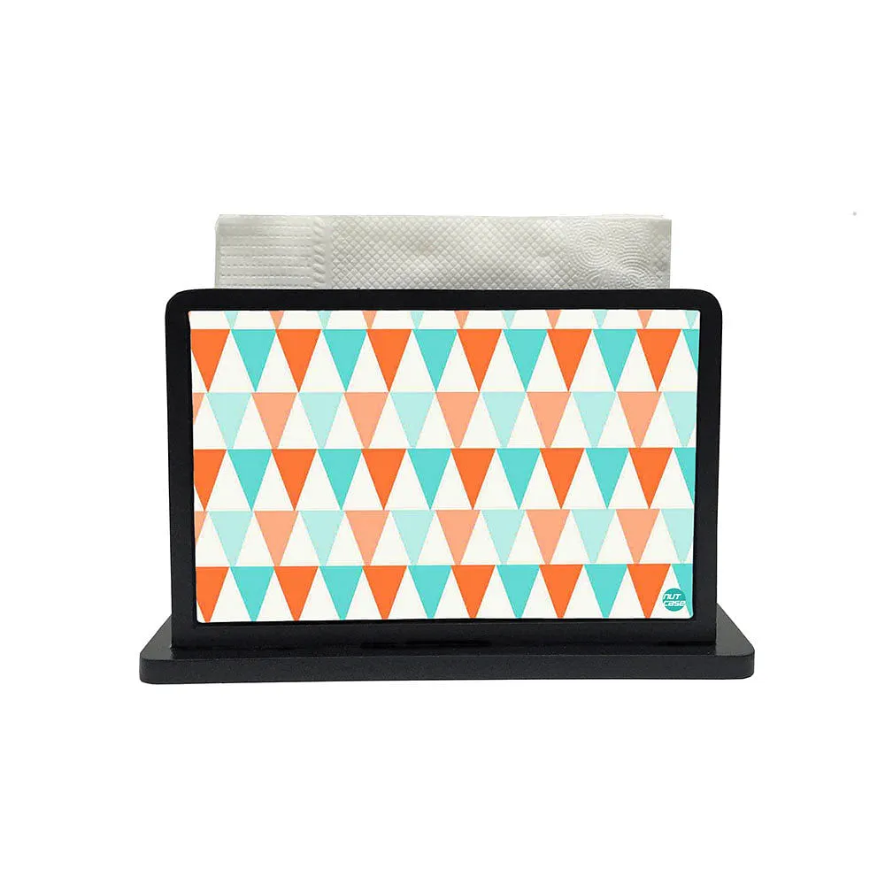 Tissue Holder Paper Napkin Stand -  Orange And Mint Triangles