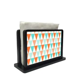 Tissue Holder Paper Napkin Stand -  Orange And Mint Triangles
